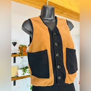 KOTN-Brown and Black Button-Up Vest
